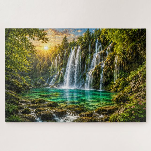 Quebra-cabeça Paraíso do Deslize de Água Esmeralda (Horizontal)