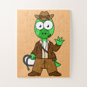 Quebra-cabeça Parasaurolophus Vestido Como Indiana Jones.