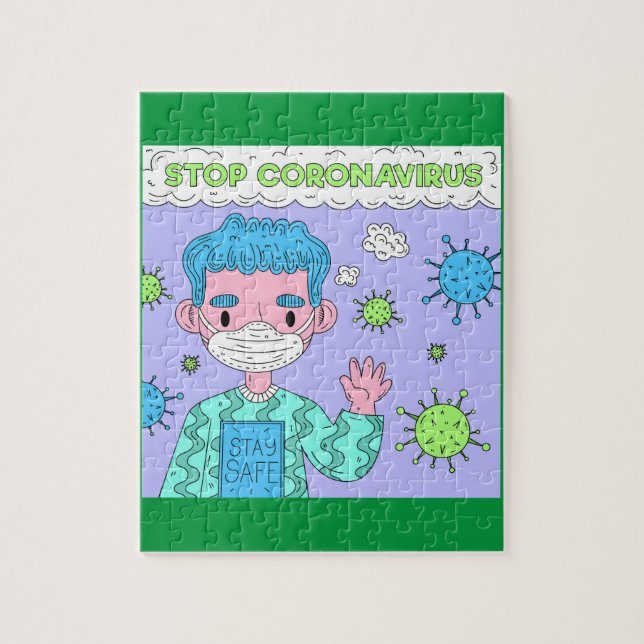 Quebra-cabeça Pare Corona Fique Segura (Vertical)