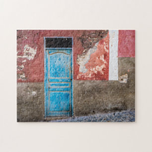 Quebra-cabeça Parede colorida com porta azul