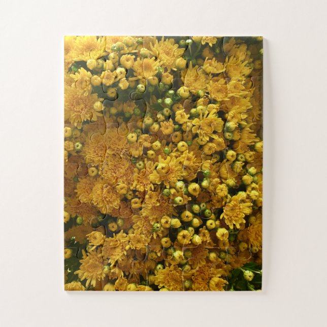 Quebra-cabeça Parede de Flores Douradas | Crisântemo Amarelo (Vertical)