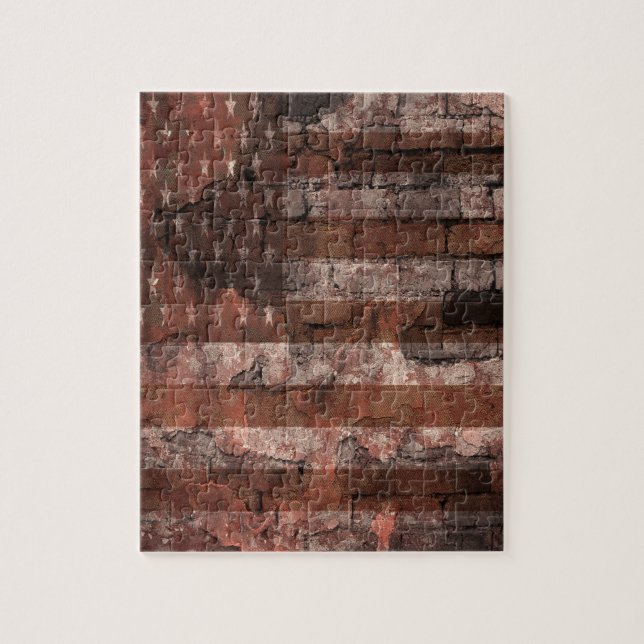 Quebra-cabeça Parede de Tijolo da Bandeira Americana (Vertical)