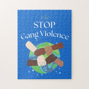 Quebra-cabeça Parem as Mãos de Violência de Gang entrelaçadas