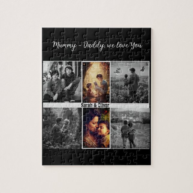 Quebra-cabeça Parentes Com Crianças E Família 6 Colagem Fotográf (Vertical)