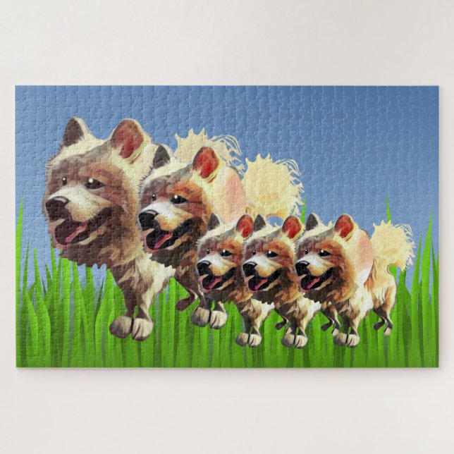 Quebra-cabeça Parentes De Cachorro Samojados Engraçados Com Queb (Horizontal)