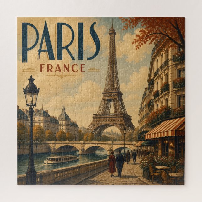 Quebra-cabeça Paris França Antigo Viagem Vintage  (Vertical)