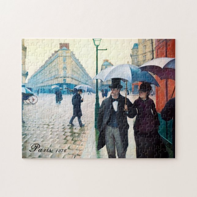 Quebra-cabeça Paris France Street Scene Rainy Day Poster (Horizontal)