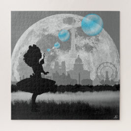 Quebra-cabeça PARIS Little Girl Fazer Blue Bubble Art Quebra-cab