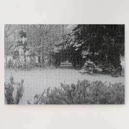 Quebra-cabeça Park Bench em neve fresca