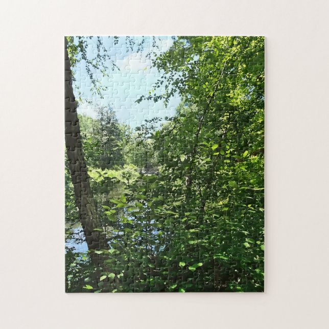 Quebra-cabeça Parque com Ponte em Distância (Vertical)