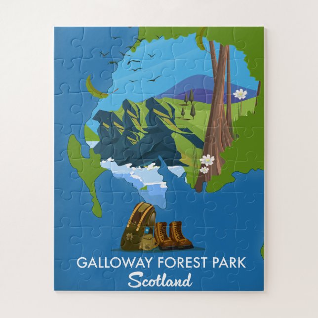 Quebra-cabeça parque florestal Galloway Escócia mapa (Vertical)