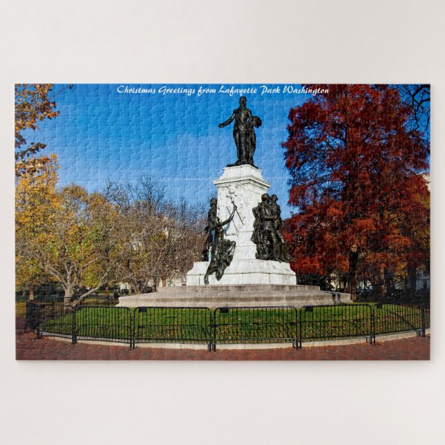 Quebra-cabeça Parque Lafayette Washington DC. Saudações de Natal (Horizontal)