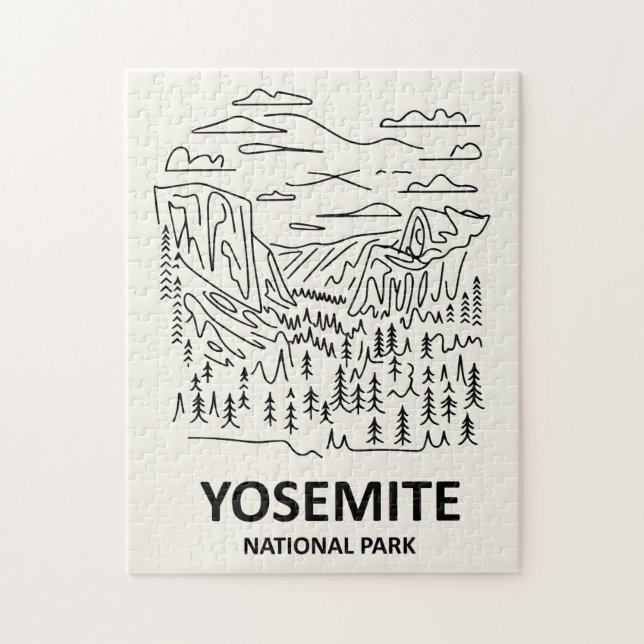 Quebra-cabeça Parque Nacional de Yosemite Line Art (Vertical)