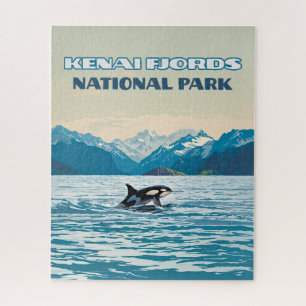 Quebra-cabeça Parque Nacional do Kenai Fjords Orca Alaska Vintag