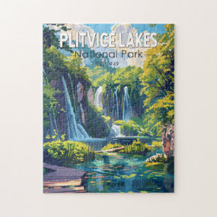 Quebra-cabeça Parque Nacional dos Lagos Plitvice, Viagem Art da