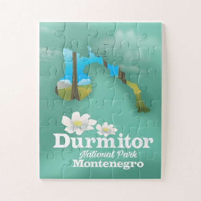Quebra-cabeça Parque Nacional Durmitor, mapa do Montenegro (Vertical)
