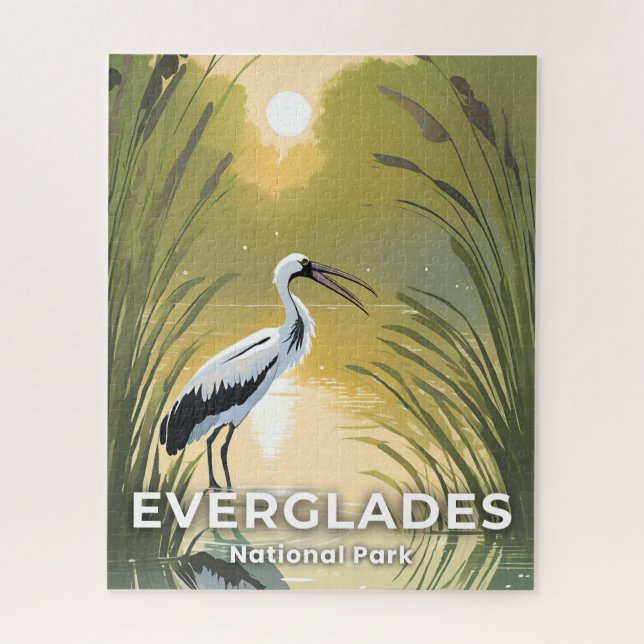 Quebra-cabeça Parque Nacional Everglades | Cegonha em Aquarela (Vertical)