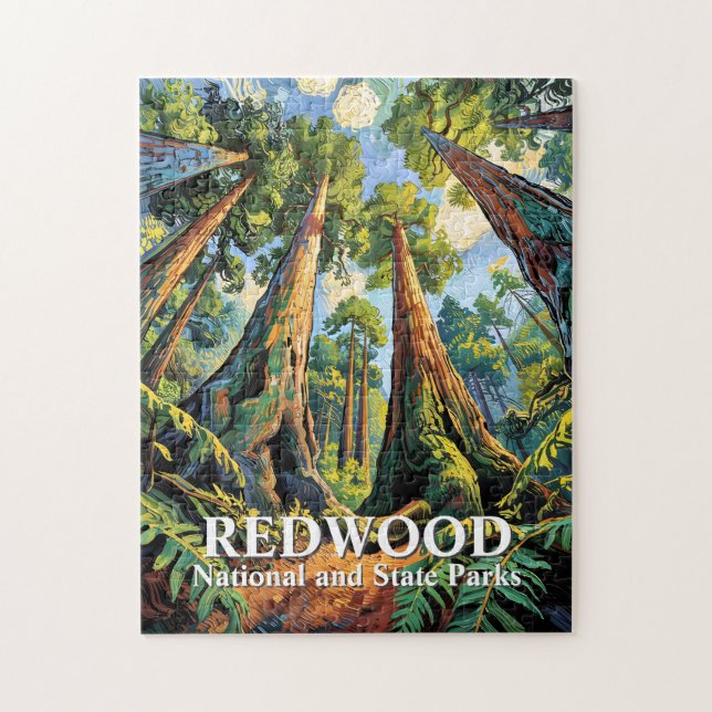 Quebra-cabeça Parque Nacional Redwoods Califórnia Van Gogh Perso (Vertical)