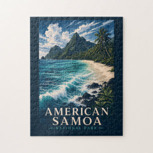 Quebra-cabeça Parque Nacional Samoa Americana Modern Woodblock