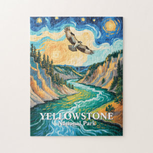 Quebra-cabeça Parque Nacional Yellowstone Rio Colorido Arte de P
