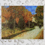 Quebra-cabeça Parque Público de Arles por Vincent van Gogh<br><div class="desc">O Parque Público de Arles, de Vincent van Gogh, é uma pintura típica de paisagens de apos impressionismo de arte. Um jardim com árvores na temporada de outono com uma pessoa caminhando pelo caminho. Uma pista ao longo da borda de uma floresta de queda colorida com folhas de laranja prestes...</div>
