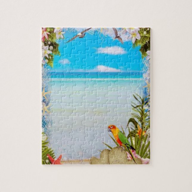 Quebra-cabeça Parrot Seagull Beach Scene (Vertical)