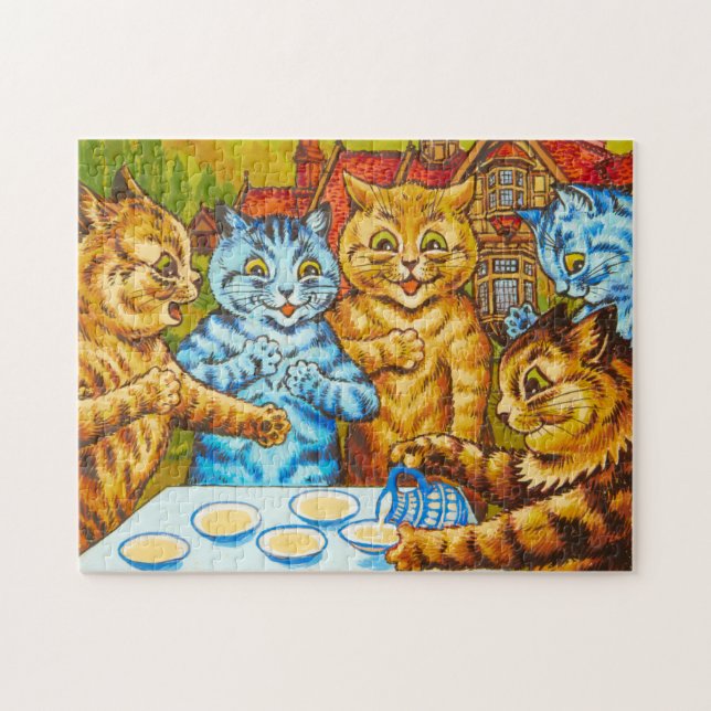 Quebra-cabeça Partido do Chá de Gatos por Louis Wain (Horizontal)