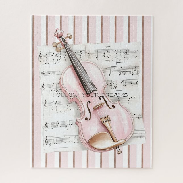 Quebra-cabeça Partitura de Música de Violino Rosa (Vertical)