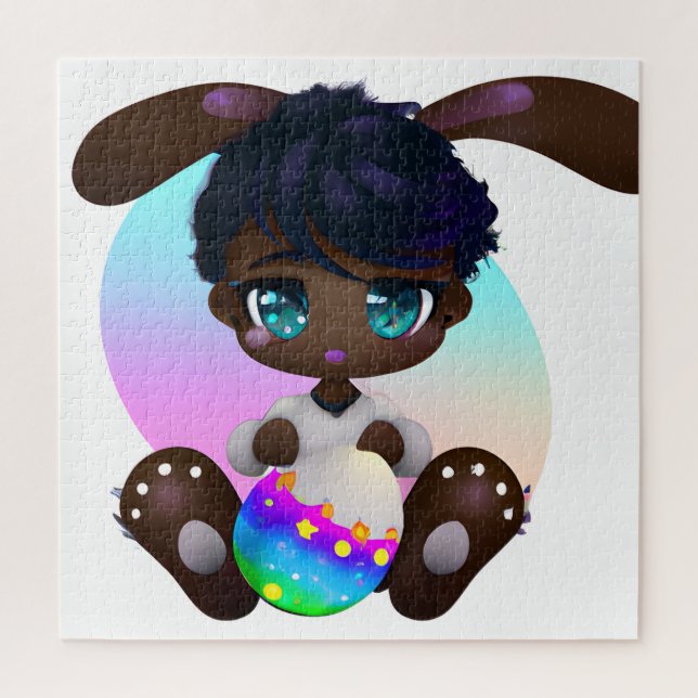 Quebra-cabeça Páscoa de chocolate Melanina Coelhinho Bebê Melani (Vertical)