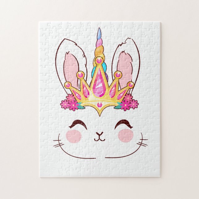 Quebra-cabeça Páscoa Do Unicorn Rosto De Coelhinhos Para Mulhere (Vertical)