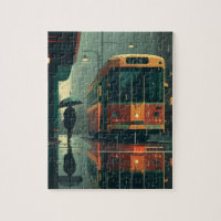 Passageiro de ônibus e solitário na rua da cidade