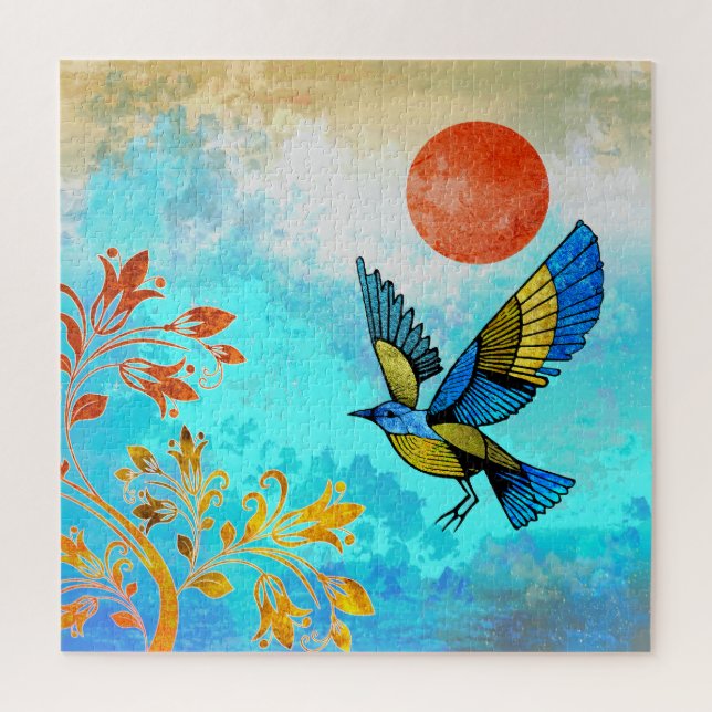 Quebra-cabeça Pássaro Árvore Sol (Vertical)