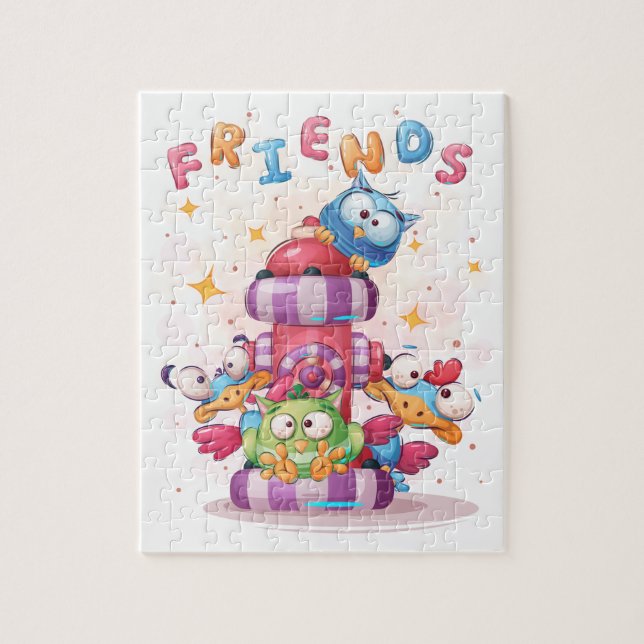 Quebra-cabeça Pássaro Bonito dos Amigos (Vertical)