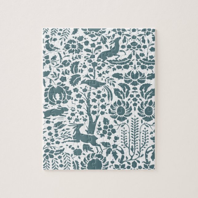 Quebra-cabeça Pássaro, cervo, padrão de pessoas de árvores (Vertical)