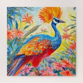 Quebra-cabeça Pássaro de Paraíso Vibrante em um Jardim Escovado