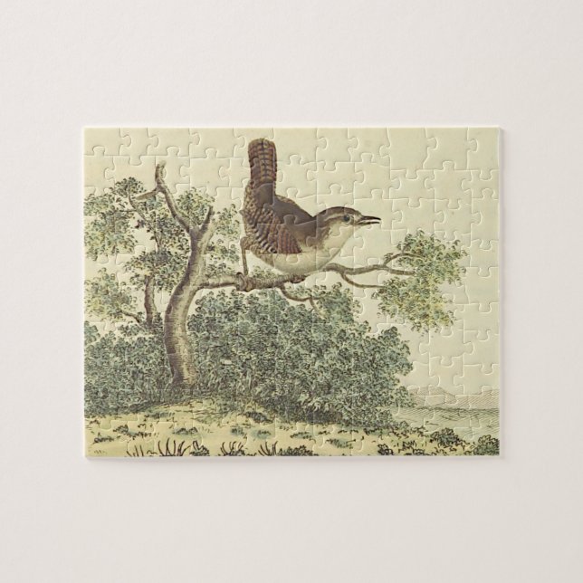 Quebra-cabeça Pássaro Emitido em uma Ramificação de Árvore (Vint (Horizontal)