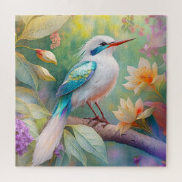 Quebra-cabeça Pássaro Fantasia Branca, Iridescente, Teal Wing