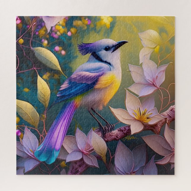 Quebra-cabeça Passaro Fantasia Violeta Tuftada Amarelo Peito (Vertical)