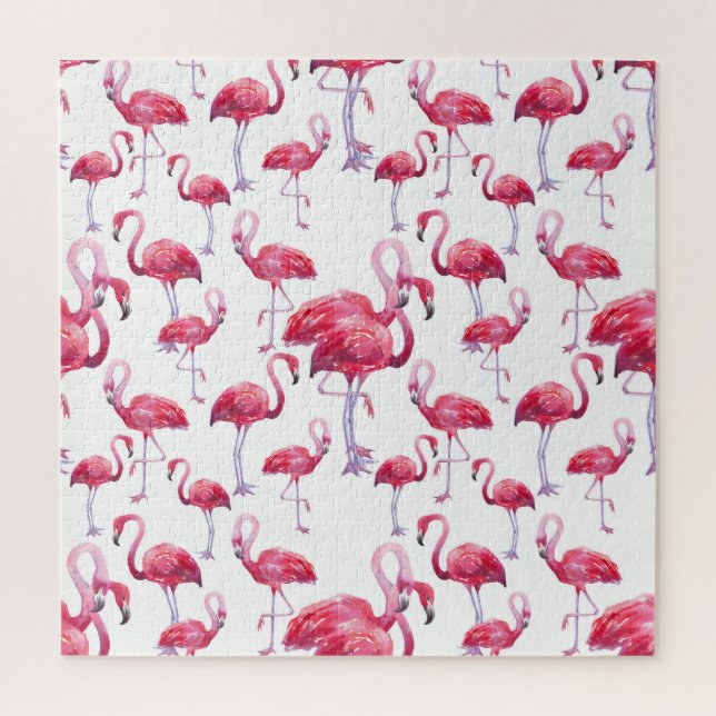 Quebra-cabeça Pássaro Flamingo Watercolor Exótico (Vertical)