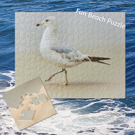 Quebra-cabeça Pássaro Gaivota Caminhando na Praia Puzzle