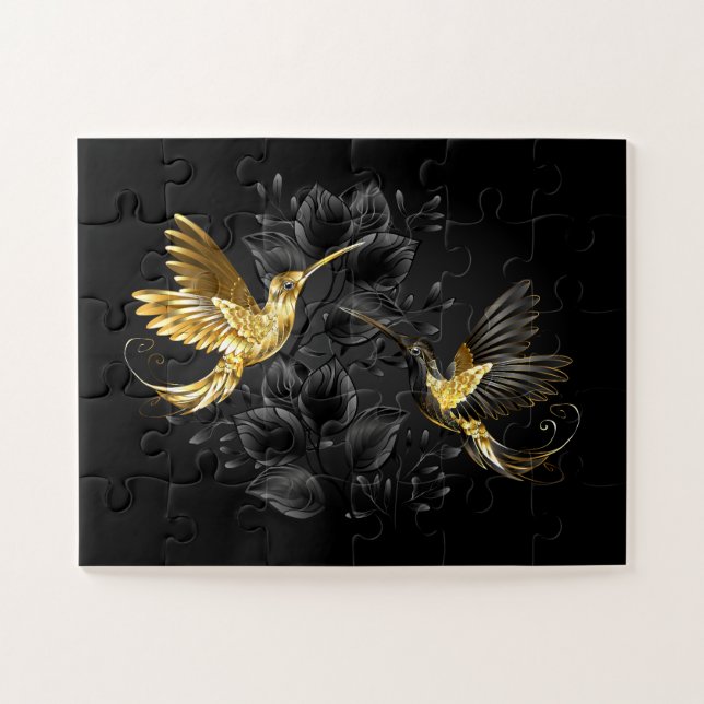 Quebra-cabeça Pássaro Humino Negro e Dourado (Horizontal)