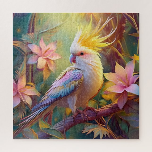 Quebra-cabeça Pássaro Iridescente Wing Cockatiel Fantasy (Vertical)