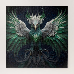 Quebra-cabeça Pássaro Majestoso Verde e Branco da Phoenix