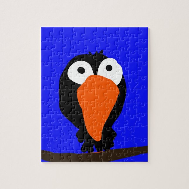 Quebra-cabeça pássaro preto desenhando uraco (Vertical)