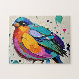 Quebra-cabeça Pássaros com abstrato de arte colorida, gracinha g