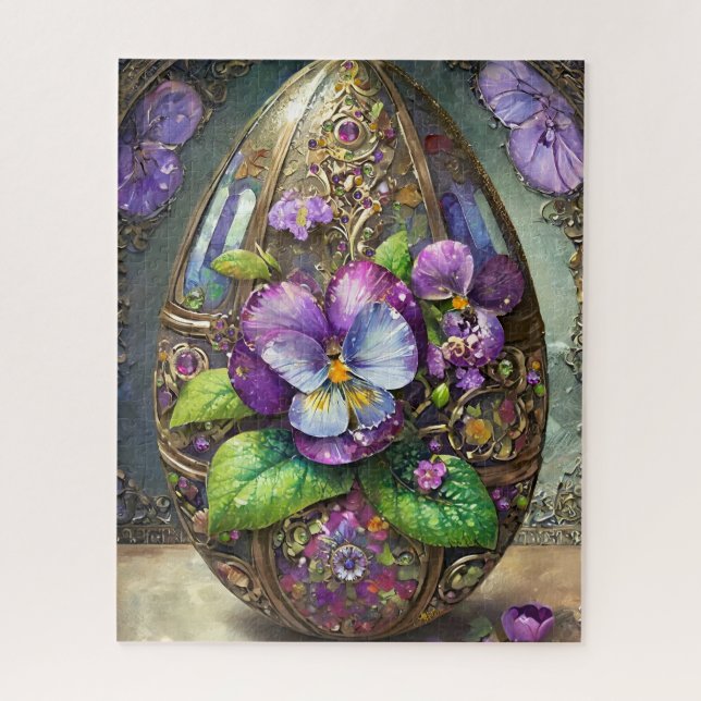 Quebra-cabeça Pássaros Sanguinados Violetas Flores Selvagens Ovo (Vertical)