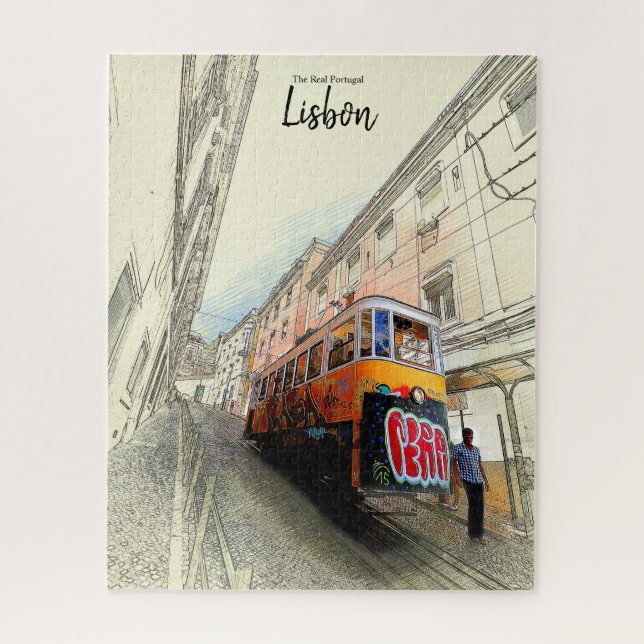 Quebra-cabeça Passeando na elétrico - Lisboa, Portugal Quebra-ca (Vertical)