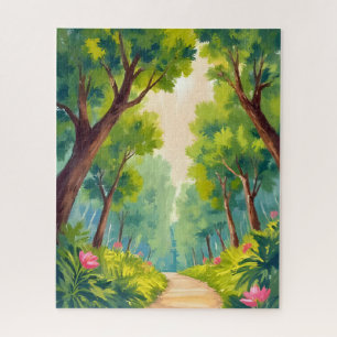 Quebra-cabeça Passeio Arborizado Exuberante Aquarela da Nature