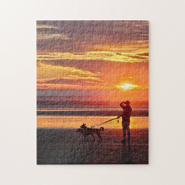 Quebra-cabeça Passeio de Cachorro ao Pôr do Sol Puzzle (Vertical)