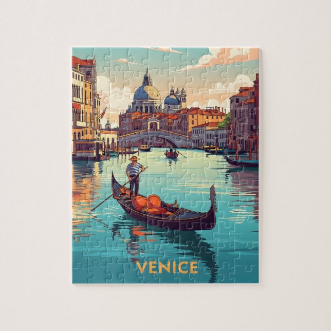 Quebra-cabeça Passeio de gôndola em Veneza com edifícios históri (Vertical)